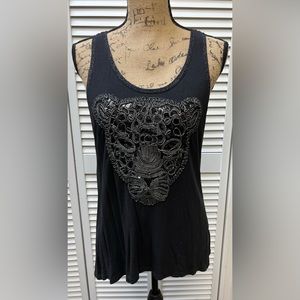 Black Embellished Tank Top